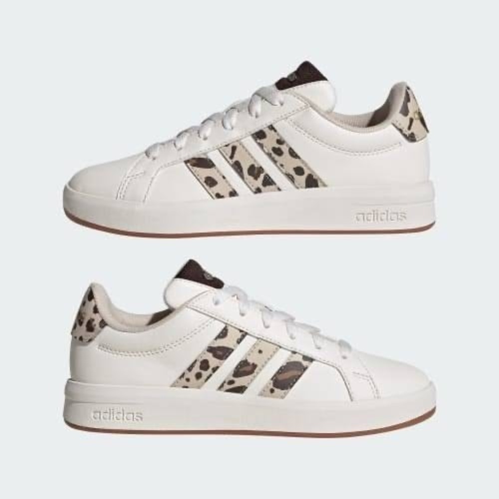 Adidas Grand Court 3.0 Leopard Print Sneakers Womens 5.5 White KI3322 NEW